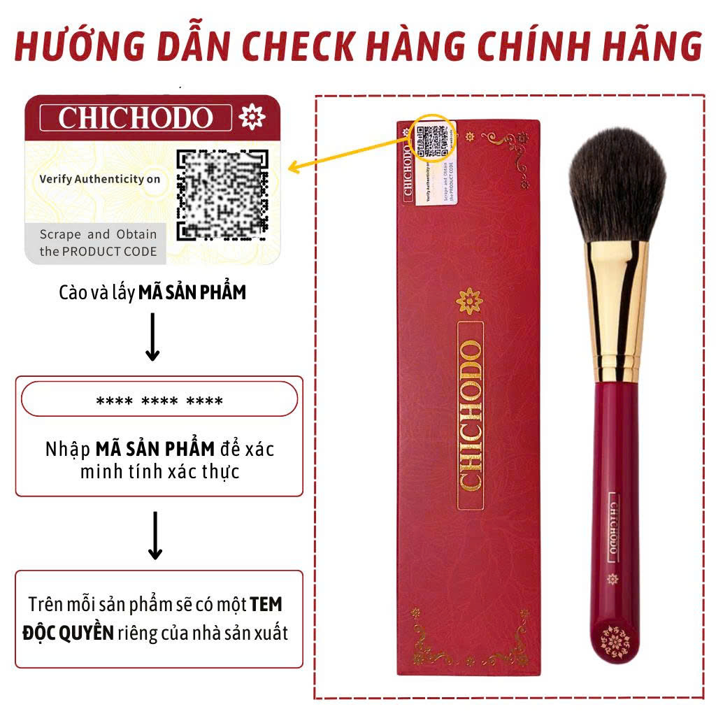 Cọ makeup má hồng/phủ phấn nhỏ CHICHODO Precision Blusher C104 bám phấn
